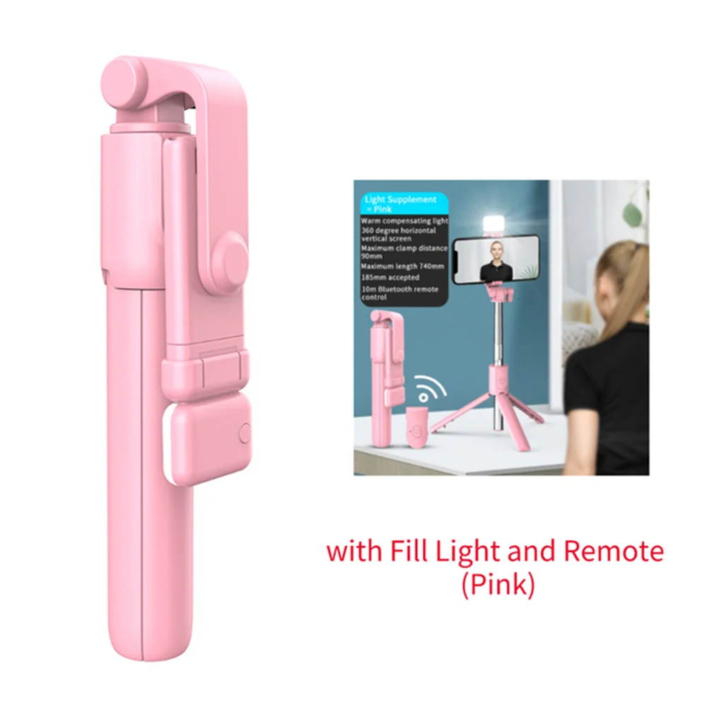 Bluetooth Selfie Tripod with Beauty Fill Light - DigitalDealHeaven Pink DigitalDealHeaven