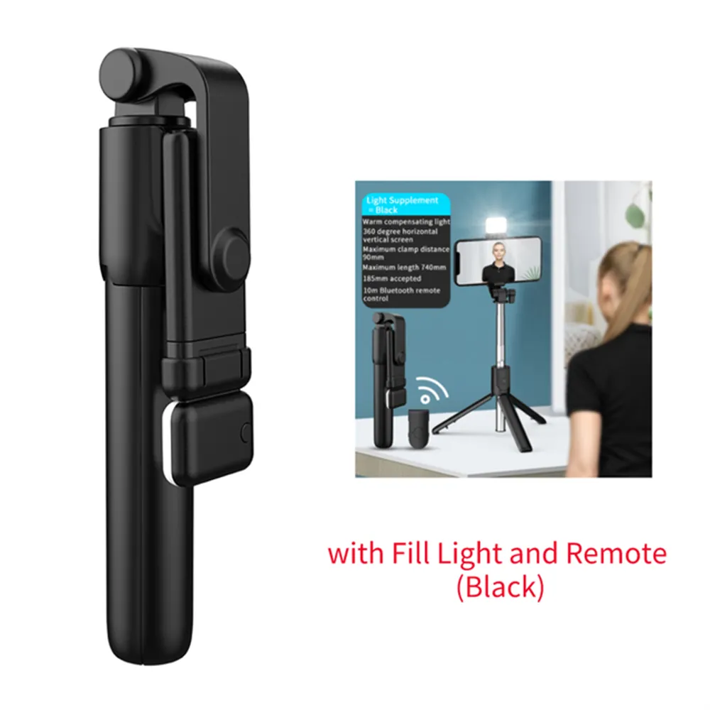 Bluetooth Selfie Tripod with Beauty Fill Light - DigitalDealHeaven Black DigitalDealHeaven
