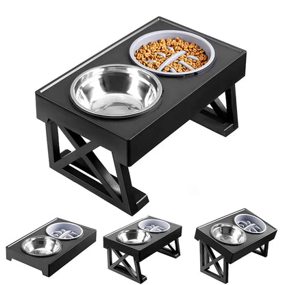 Dog Double Elevated Bowls Stand - DigitalDealHeaven Stainless And Slow DigitalDealHeaven