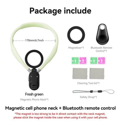 TELESIN Silicone Magnetic Neck Mount for iPhone & Samsung - DigitalDealHeaven Green remote set DigitalDealHeaven