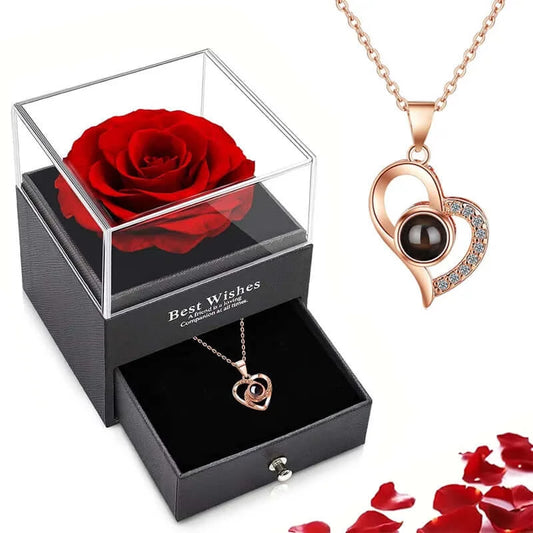 100 Languages I Love You Heart Pendant With Rose Gift Box - DigitalDealHeaven DigitalDealHeaven