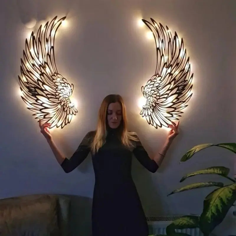 Metal Angel Wings Wall Art With Led Lights - DigitalDealHeaven DigitalDealHeaven