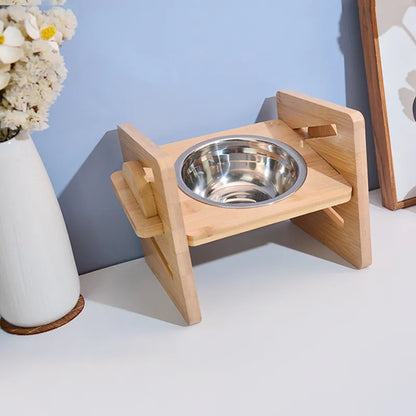 Elevated Dog Bowls Bamboo Tilted Adjustable - DigitalDealHeaven Single Bowls DigitalDealHeaven