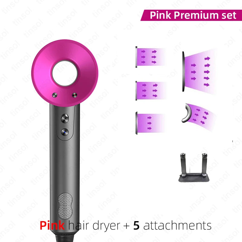 Professional Quick Dry Hair Dryer - DigitalDealHeaven Pink 5 Attachments / us DigitalDealHeaven