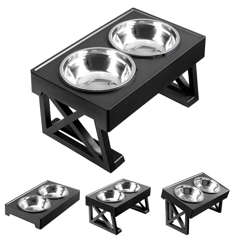 Dog Double Elevated Bowls Stand - DigitalDealHeaven Two Stainless Bowls DigitalDealHeaven