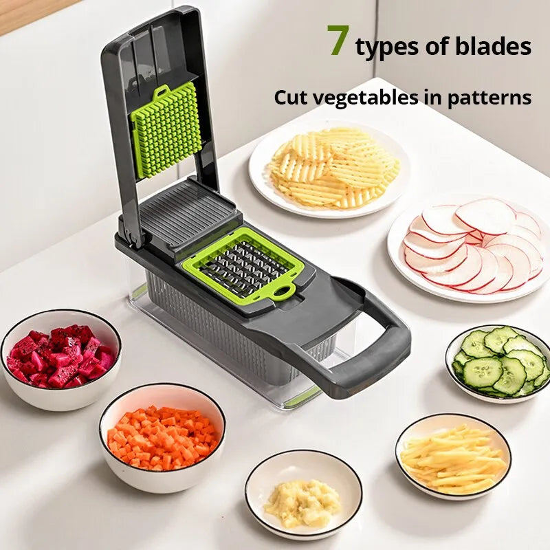 12 in 1 Multi-functional Vegetable Slicer Cutter Shredders Slicer With Basket - DigitalDealHeaven DigitalDealHeaven