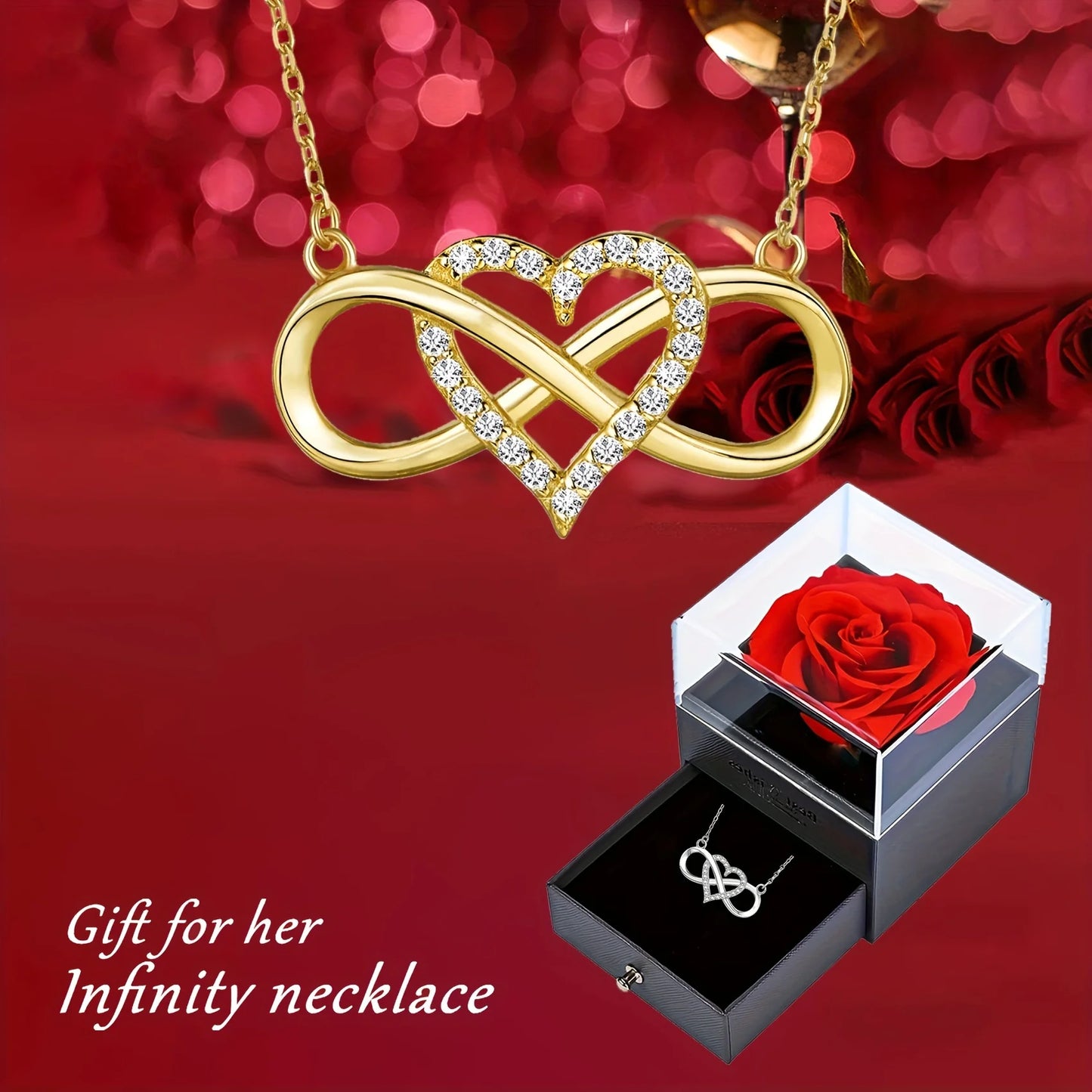 Infinity Heart Pendant Necklace With Luxury Rose Gift Box - DigitalDealHeaven DigitalDealHeaven