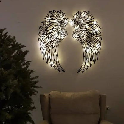 Metal Angel Wings Wall Art With Led Lights - DigitalDealHeaven With light / 30cm DigitalDealHeaven