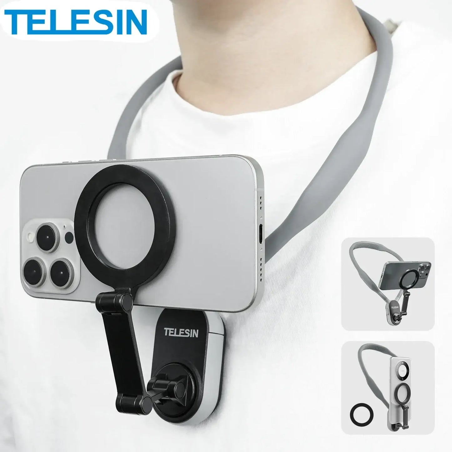 TELESIN Silicone Magnetic Neck Mount for iPhone & Samsung - DigitalDealHeaven DigitalDealHeaven