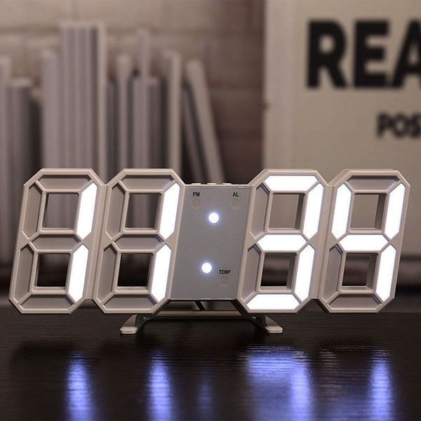 3D LED Digital Clock - DigitalDealHeaven White DigitalDealHeaven