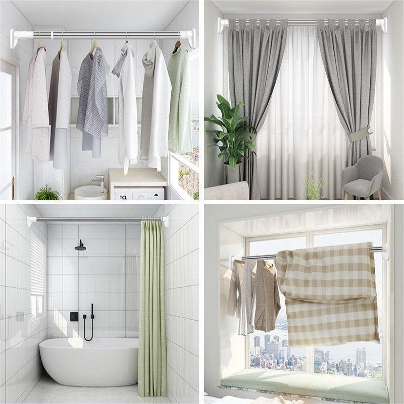 Drill-Free Adjustable Rod White Shower Curtain Rod - DigitalDealHeaven DigitalDealHeaven