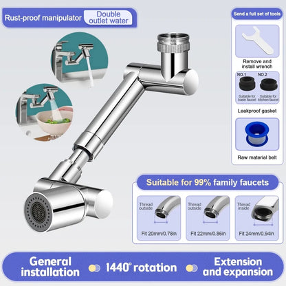 Rotatable Metal Bathroom Tap - DigitalDealHeaven Dual Modes - Silver DigitalDealHeaven