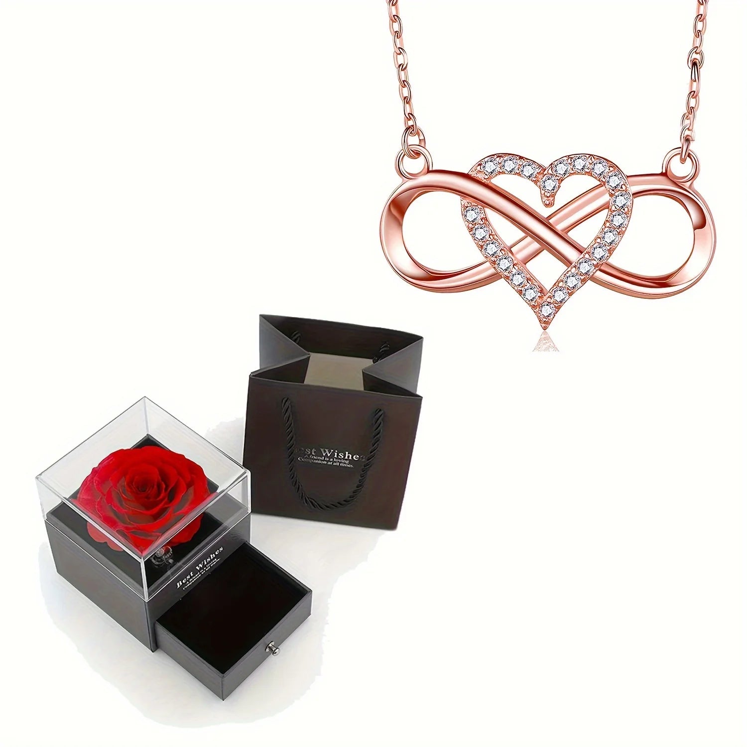 Infinity Heart Pendant Necklace With Luxury Rose Gift Box - DigitalDealHeaven Rose Gold / 45cm DigitalDealHeaven