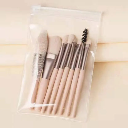 8 Pcs Cosmetics Foundation Blending Makeup Brush - DigitalDealHeaven apricot in bags DigitalDealHeaven