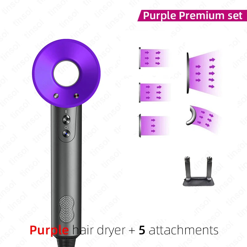 Professional Quick Dry Hair Dryer - DigitalDealHeaven Purple 5 Attachments / us DigitalDealHeaven