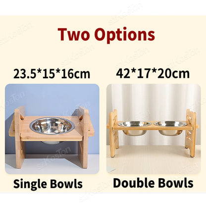 Elevated Dog Bowls Bamboo Tilted Adjustable - DigitalDealHeaven DigitalDealHeaven