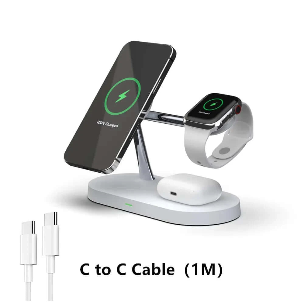 3 in 1 Wireless Magnetic iPhone Charger - DigitalDealHeaven White DigitalDealHeaven