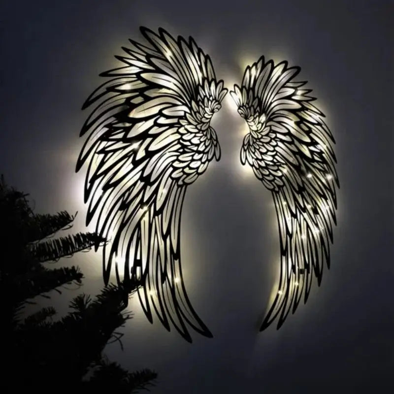 Metal Angel Wings Wall Art With Led Lights - DigitalDealHeaven DigitalDealHeaven