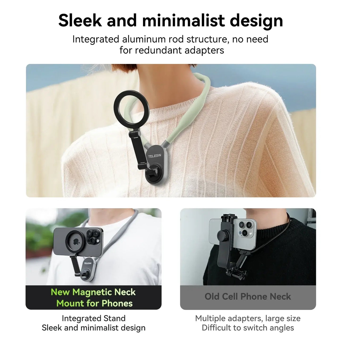 TELESIN Silicone Magnetic Neck Mount for iPhone & Samsung - DigitalDealHeaven DigitalDealHeaven