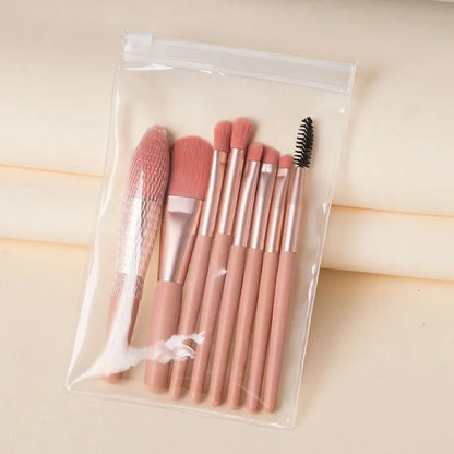 8 Pcs Cosmetics Foundation Blending Makeup Brush - DigitalDealHeaven pink in bags DigitalDealHeaven