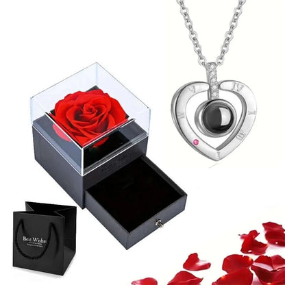 100 Languages I Love You Heart Pendant With Rose Gift Box - DigitalDealHeaven Heart Silver-02 / 45cm DigitalDealHeaven