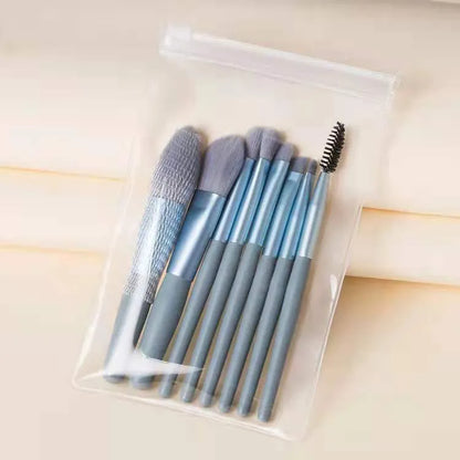 8 Pcs Cosmetics Foundation Blending Makeup Brush - DigitalDealHeaven blue in bags DigitalDealHeaven