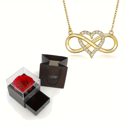 Infinity Heart Pendant Necklace With Luxury Rose Gift Box - DigitalDealHeaven Gold / 45cm DigitalDealHeaven