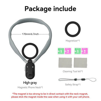 TELESIN Silicone Magnetic Neck Mount for iPhone & Samsung - DigitalDealHeaven Grey DigitalDealHeaven