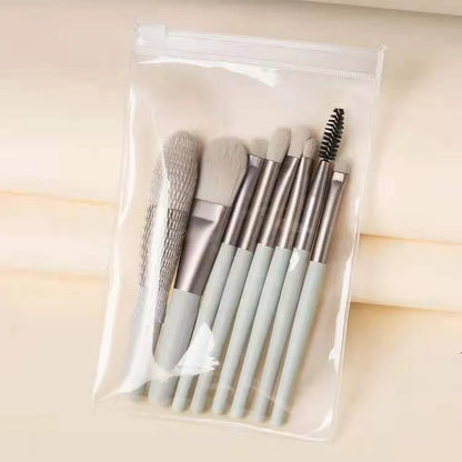 8 Pcs Cosmetics Foundation Blending Makeup Brush - DigitalDealHeaven cyan in bags DigitalDealHeaven