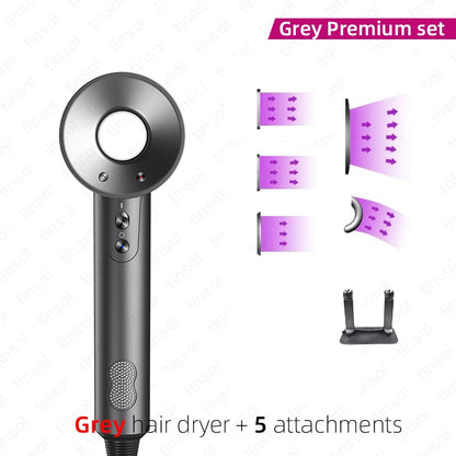 Professional Quick Dry Hair Dryer - DigitalDealHeaven Grey 5 Attachments / us DigitalDealHeaven